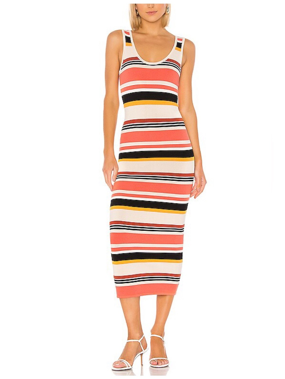 RONNY KOBO Collection Latrice Striped Tank Midi Dress in Rust Multicolor